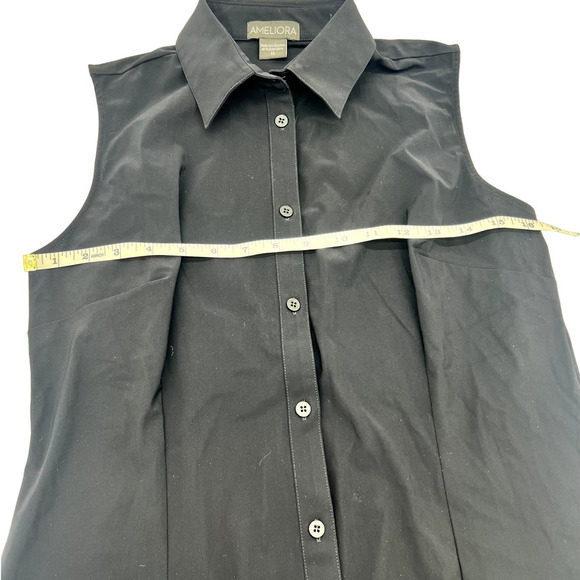 Ameliora Sleeveless Black Button Down Blouse - Picture 2 of 6